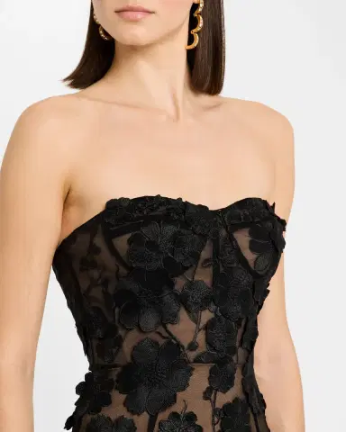 Bronx and Banco Jasmine Strapless Floral Applique Gown | Thumbnail 5 Bronx and Banco Jasmine Strapless Floral Applique Gown | Thumbnail 5