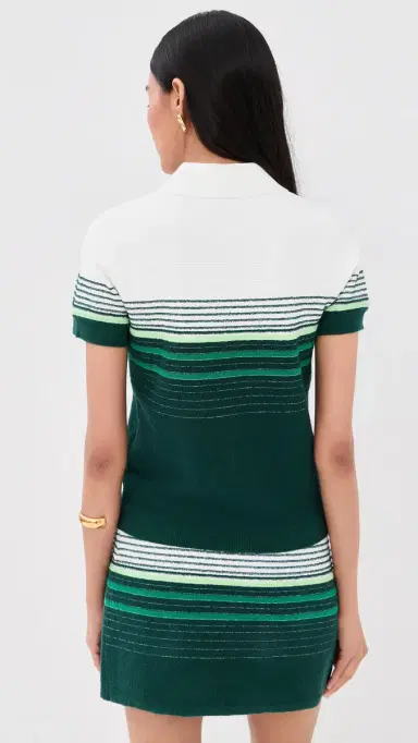 Casablanca Boucle tripe Polo Shirt White / Green | Thumbnail 3 Casablanca Boucle tripe Polo Shirt White / Green | Thumbnail 3