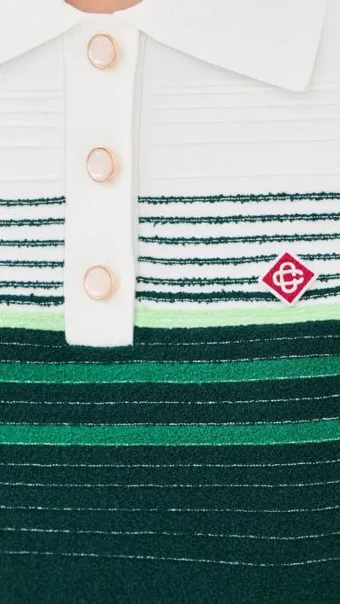 Casablanca Boucle tripe Polo Shirt White / Green | Thumbnail 6 Casablanca Boucle tripe Polo Shirt White / Green | Thumbnail 6