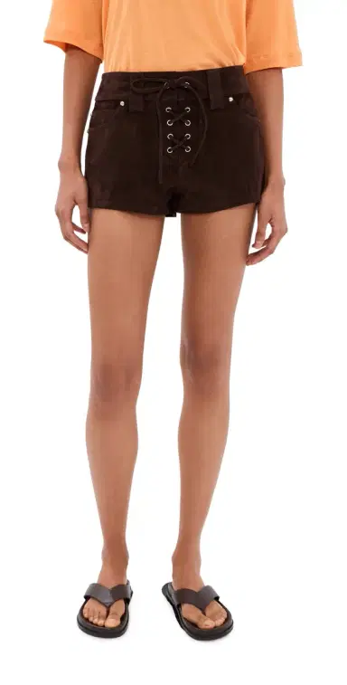 Staud Geo Suede Shorts Espresso | Thumbnail 1 Staud Geo Suede Shorts Espresso | Thumbnail 1
