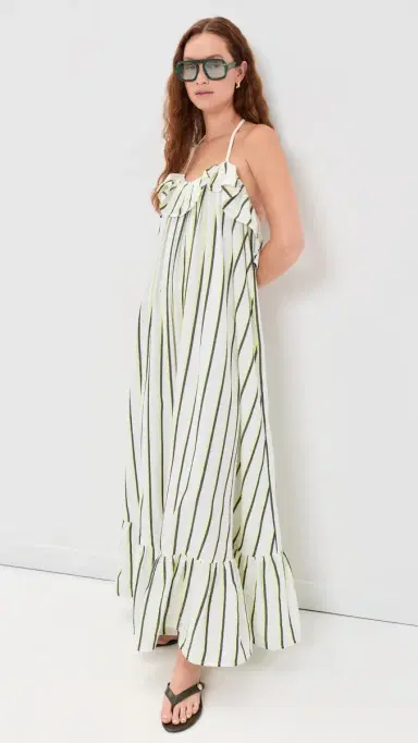Marrakshi Life The Ruffled Midi Dress Stripe 20 | Thumbnail 2 Marrakshi Life The Ruffled Midi Dress Stripe 20 | Thumbnail 2