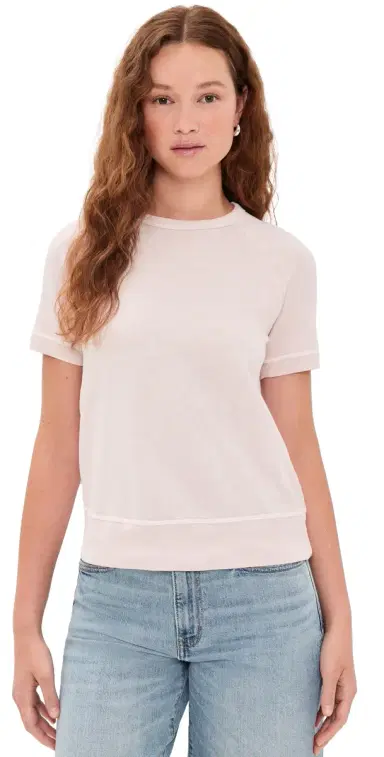 James Perse Vintage Cotton French Terry Sweat Top Rose Quartz 1 | Thumbnail 1 James Perse Vintage Cotton French Terry Sweat Top Rose Quartz 1 | Thumbnail 1