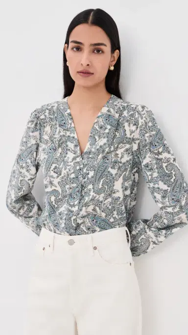 Veronica Beard Farah Blouse Ecru Multi | Thumbnail 2 Veronica Beard Farah Blouse Ecru Multi | Thumbnail 2