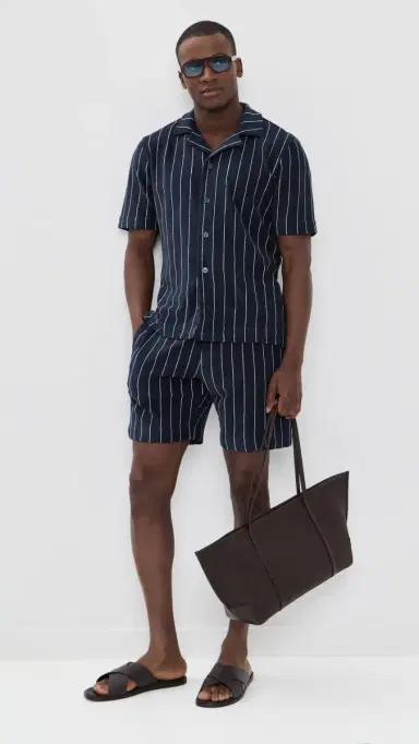 Orlebar Brown Trevone tripe Towelling Shorts 8 Night Iris/White and | Thumbnail 5 Orlebar Brown Trevone tripe Towelling Shorts 8 Night Iris/White and | Thumbnail 5