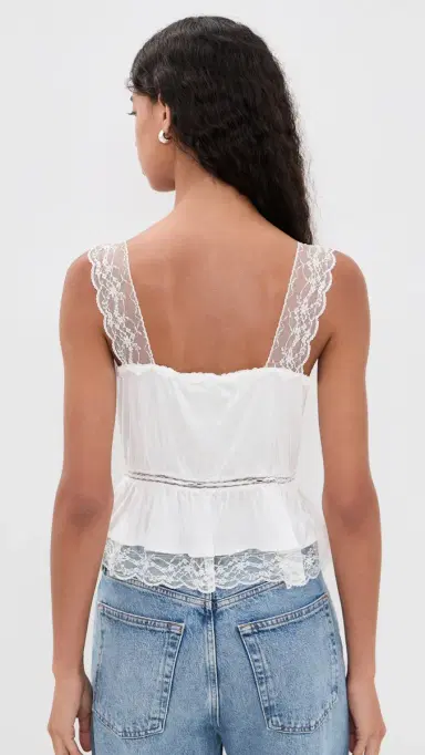 ALICE + OLIVIA Annabeth Embroidered Square Neck Cropped Top Off White | Thumbnail 3 ALICE + OLIVIA Annabeth Embroidered Square Neck Cropped Top Off White | Thumbnail 3
