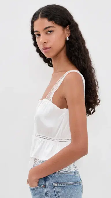 ALICE + OLIVIA Annabeth Embroidered Square Neck Cropped Top Off White | Thumbnail 4 ALICE + OLIVIA Annabeth Embroidered Square Neck Cropped Top Off White | Thumbnail 4