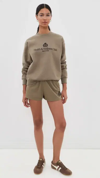 Sporty & Rich H & W Crest Embroidered Crewneck Sand | Thumbnail 6 Sporty & Rich H & W Crest Embroidered Crewneck Sand | Thumbnail 6