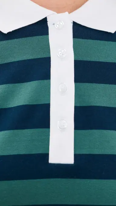 Good American The Easy Polo ummer tripe Teal | Thumbnail 6 Good American The Easy Polo ummer tripe Teal | Thumbnail 6