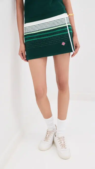 Casablanca Boucle tripe Mini Skirt White / Green | Thumbnail 3 Casablanca Boucle tripe Mini Skirt White / Green | Thumbnail 3