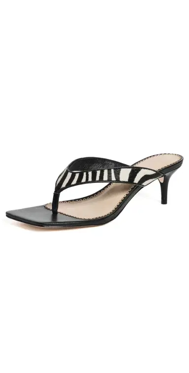 Cinq à Sept Frankie Zebra Haircalf Kitten Heel Sandals Black/Ivory 37 | Thumbnail 1 Cinq à Sept Frankie Zebra Haircalf Kitten Heel Sandals Black/Ivory 37 | Thumbnail 1