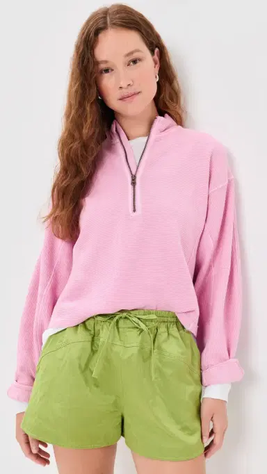 Free People Celeste Quarterzip weatshirt Hummingbird Pink | Thumbnail 2 Free People Celeste Quarterzip weatshirt Hummingbird Pink | Thumbnail 2