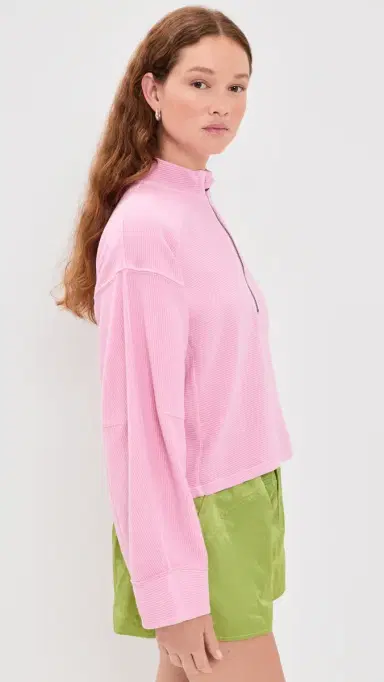Free People Celeste Quarterzip weatshirt Hummingbird Pink | Thumbnail 4 Free People Celeste Quarterzip weatshirt Hummingbird Pink | Thumbnail 4