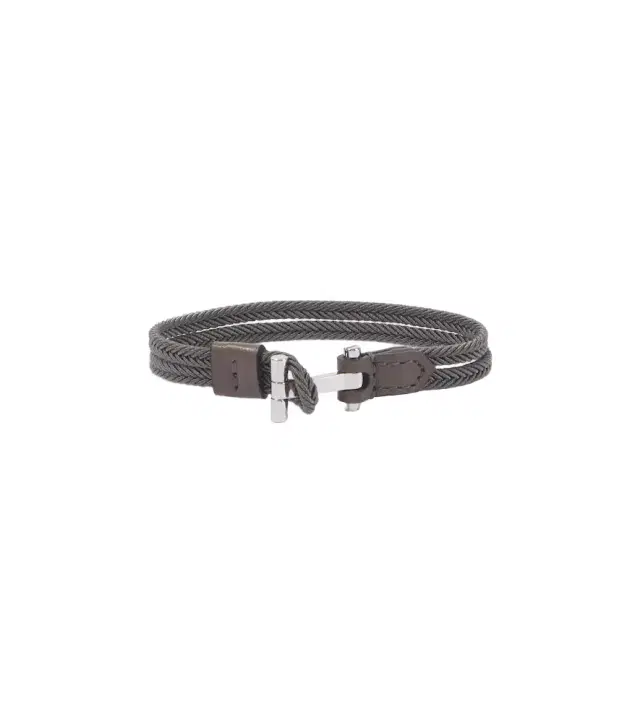 Braided leather-trimmed bracelet Braided leather-trimmed bracelet