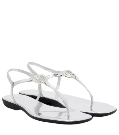 Gucci Interlocking G metallic leather thong sandals | Thumbnail 1 Gucci Interlocking G metallic leather thong sandals | Thumbnail 1