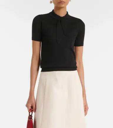 Valentino VLogo tie-neck wool-blend top | Thumbnail 2 Valentino VLogo tie-neck wool-blend top | Thumbnail 2