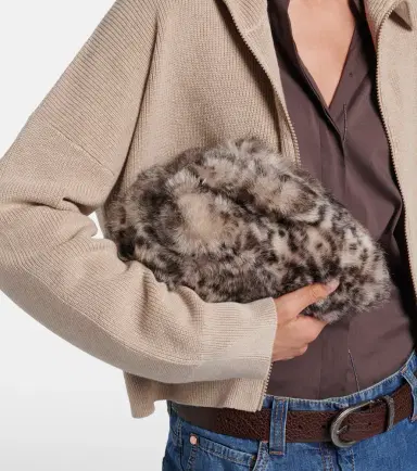 Brunello Cucinelli Mellow Small lynx-print shearling shoulder bag | Thumbnail 4 Brunello Cucinelli Mellow Small lynx-print shearling shoulder bag | Thumbnail 4