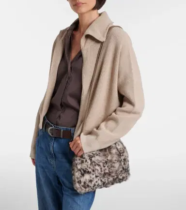 Brunello Cucinelli Mellow Small lynx-print shearling shoulder bag | Thumbnail 5 Brunello Cucinelli Mellow Small lynx-print shearling shoulder bag | Thumbnail 5