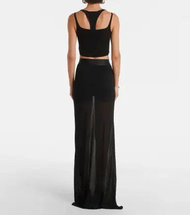 Gucci Semi-sheer crêpe maxi skirt | Thumbnail 4 Gucci Semi-sheer crêpe maxi skirt | Thumbnail 4