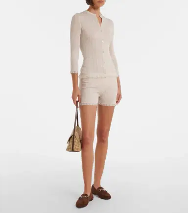 Gucci Lace-trimmed wool micro shorts | Thumbnail 2 Gucci Lace-trimmed wool micro shorts | Thumbnail 2