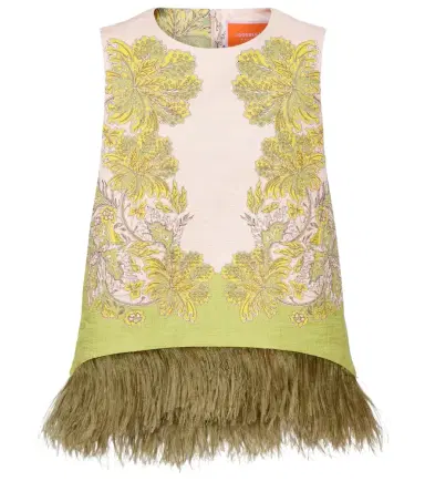 La DoubleJ La Scala feather-trimmed cotton top | Thumbnail 1 La DoubleJ La Scala feather-trimmed cotton top | Thumbnail 1