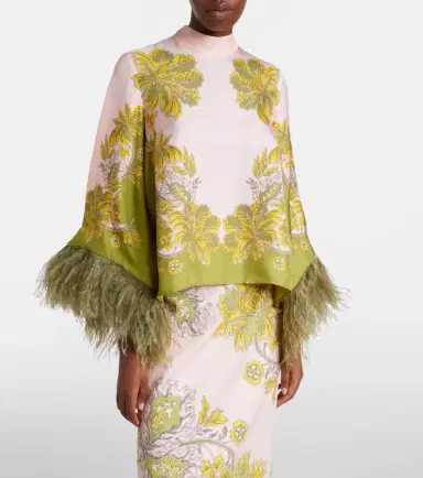 La DoubleJ Make An Exit feather-trimmed silk twill top | Thumbnail 6 La DoubleJ Make An Exit feather-trimmed silk twill top | Thumbnail 6