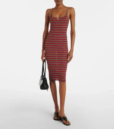 Prada Logo ribbed-knit cotton midi dress | Thumbnail 2 Prada Logo ribbed-knit cotton midi dress | Thumbnail 2