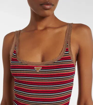 Prada Logo ribbed-knit cotton midi dress | Thumbnail 5 Prada Logo ribbed-knit cotton midi dress | Thumbnail 5