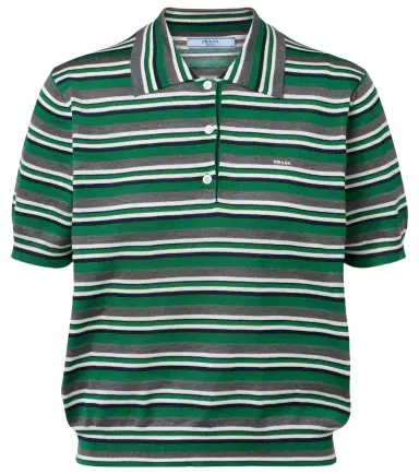 Prada Striped cotton and silk polo shirt | Thumbnail 1 Prada Striped cotton and silk polo shirt | Thumbnail 1