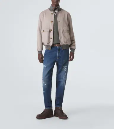Brunello Cucinelli Cashmere-trimmed wool bomber jacket | Thumbnail 2 Brunello Cucinelli Cashmere-trimmed wool bomber jacket | Thumbnail 2
