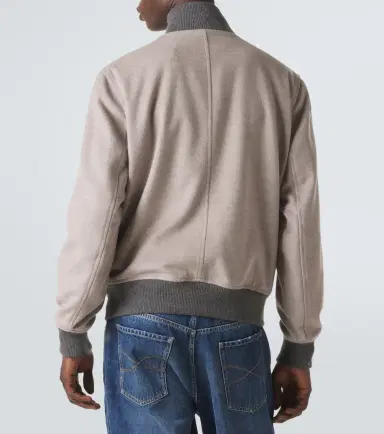 Brunello Cucinelli Cashmere-trimmed wool bomber jacket | Thumbnail 5 Brunello Cucinelli Cashmere-trimmed wool bomber jacket | Thumbnail 5