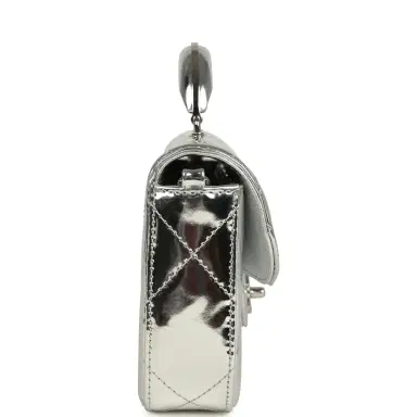 Chanel Chanel Large Top Handle Long Flap Bag with Chain Silver Mirror Calfskin Silver Hardware | Thumbnail 3 Chanel Chanel Large Top Handle Long Flap Bag with Chain Silver Mirror Calfskin Silver Hardware | Thumbnail 3