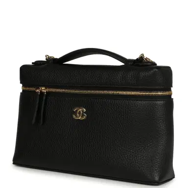 Chanel Chanel Large Top Handle Long Vanity Case with Chain Black Grained Calfskin Gold Hardware | Thumbnail 5 Chanel Chanel Large Top Handle Long Vanity Case with Chain Black Grained Calfskin Gold Hardware | Thumbnail 5