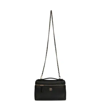 Chanel Chanel Large Top Handle Long Vanity Case with Chain Black Grained Calfskin Gold Hardware | Thumbnail 7 Chanel Chanel Large Top Handle Long Vanity Case with Chain Black Grained Calfskin Gold Hardware | Thumbnail 7
