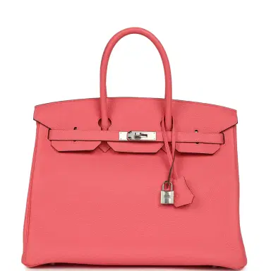 HERMÈS Hermes Birkin 35 Rose Azalee Clemence Palladium Hardware | Thumbnail 1 HERMÈS Hermes Birkin 35 Rose Azalee Clemence Palladium Hardware | Thumbnail 1