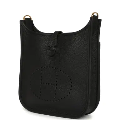 HERMÈS Hermes Evelyne 23 Black Clemence Gold Hardware | Thumbnail 5 HERMÈS Hermes Evelyne 23 Black Clemence Gold Hardware | Thumbnail 5