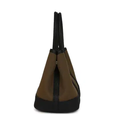 HERMÈS Hermes Garden Party Neo 23 Vert Olive Toile Officier Canvas and Black Negonda Palladium Hardware | Thumbnail 3 HERMÈS Hermes Garden Party Neo 23 Vert Olive Toile Officier Canvas and Black Negonda Palladium Hardware | Thumbnail 3