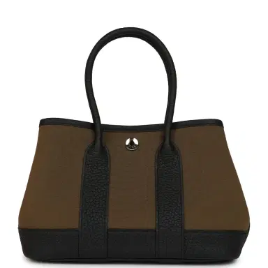 HERMÈS Hermes Garden Party Neo 23 Vert Olive Toile Officier Canvas and Black Negonda Palladium Hardware | Thumbnail 4 HERMÈS Hermes Garden Party Neo 23 Vert Olive Toile Officier Canvas and Black Negonda Palladium Hardware | Thumbnail 4