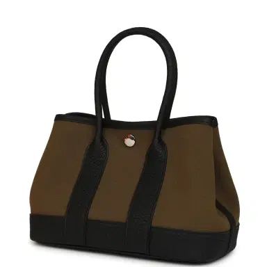 HERMÈS Hermes Garden Party Neo 23 Vert Olive Toile Officier Canvas and Black Negonda Palladium Hardware | Thumbnail 5 HERMÈS Hermes Garden Party Neo 23 Vert Olive Toile Officier Canvas and Black Negonda Palladium Hardware | Thumbnail 5