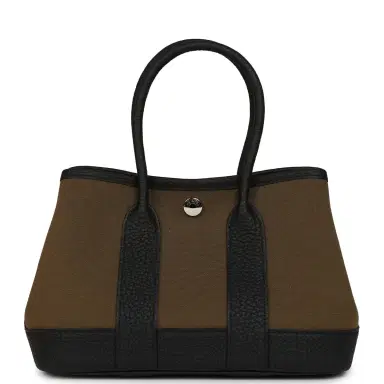 HERMÈS Hermes Garden Party Neo 23 Vert Olive Toile Officier Canvas and Black Negonda Palladium Hardware | Thumbnail 1 HERMÈS Hermes Garden Party Neo 23 Vert Olive Toile Officier Canvas and Black Negonda Palladium Hardware | Thumbnail 1
