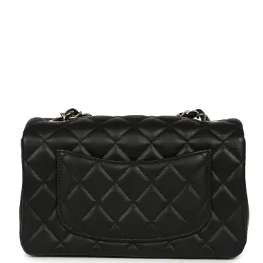 Chanel Pre-owned Chanel Mini Classic Rectangular Flap Bag Black Lambskin Light Gold Hardware | Thumbnail 4 Chanel Pre-owned Chanel Mini Classic Rectangular Flap Bag Black Lambskin Light Gold Hardware | Thumbnail 4