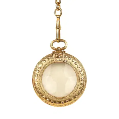 Chanel Vintage Chanel 24K Gold Plated Long Loupe Pendant Necklace | Thumbnail 4 Chanel Vintage Chanel 24K Gold Plated Long Loupe Pendant Necklace | Thumbnail 4