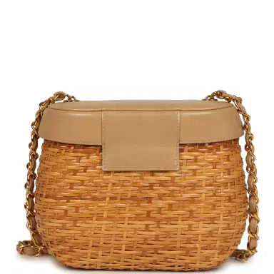Chanel Vintage Chanel Basket Bag Beige Lambskin and Rattan Wicker Gold Hardware | Thumbnail 4 Chanel Vintage Chanel Basket Bag Beige Lambskin and Rattan Wicker Gold Hardware | Thumbnail 4
