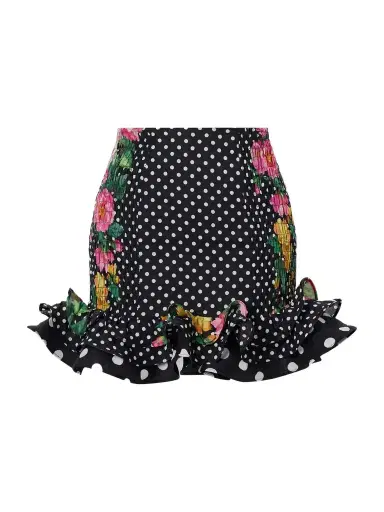Charo Ruiz Alameda Shirred Ruffled Floral-print Polka-dot Cotton-blend Mini Skirt | Thumbnail 1 Charo Ruiz Alameda Shirred Ruffled Floral-print Polka-dot Cotton-blend Mini Skirt | Thumbnail 1