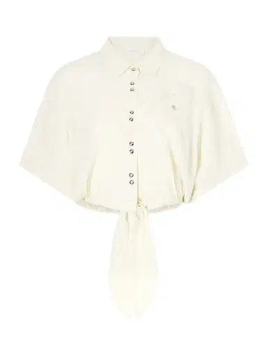 Rabanne Logo-embellished Knotted Blouse | Thumbnail 1 Rabanne Logo-embellished Knotted Blouse | Thumbnail 1