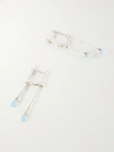 Loren Stewart Gocciola Sterling Silver And Chalcedony Hoop Earrings | Thumbnail 3 Loren Stewart Gocciola Sterling Silver And Chalcedony Hoop Earrings | Thumbnail 3