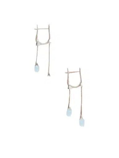 Loren Stewart Gocciola Sterling Silver And Chalcedony Hoop Earrings | Thumbnail 1 Loren Stewart Gocciola Sterling Silver And Chalcedony Hoop Earrings | Thumbnail 1