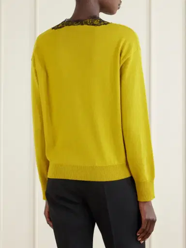 Valentino Garavani Lace-trimmed Cashmere Sweater | Thumbnail 3 Valentino Garavani Lace-trimmed Cashmere Sweater | Thumbnail 3