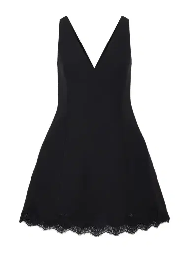 Valentino Garavani Lace-trimmed Wool And Silk-blend Crepe Mini Dress | Thumbnail 1 Valentino Garavani Lace-trimmed Wool And Silk-blend Crepe Mini Dress | Thumbnail 1