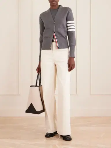 Thom Browne Grosgrain-trimmed Striped Cotton Cardigan | Thumbnail 2 Thom Browne Grosgrain-trimmed Striped Cotton Cardigan | Thumbnail 2