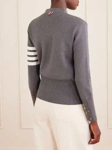 Thom Browne Grosgrain-trimmed Striped Cotton Cardigan | Thumbnail 4 Thom Browne Grosgrain-trimmed Striped Cotton Cardigan | Thumbnail 4